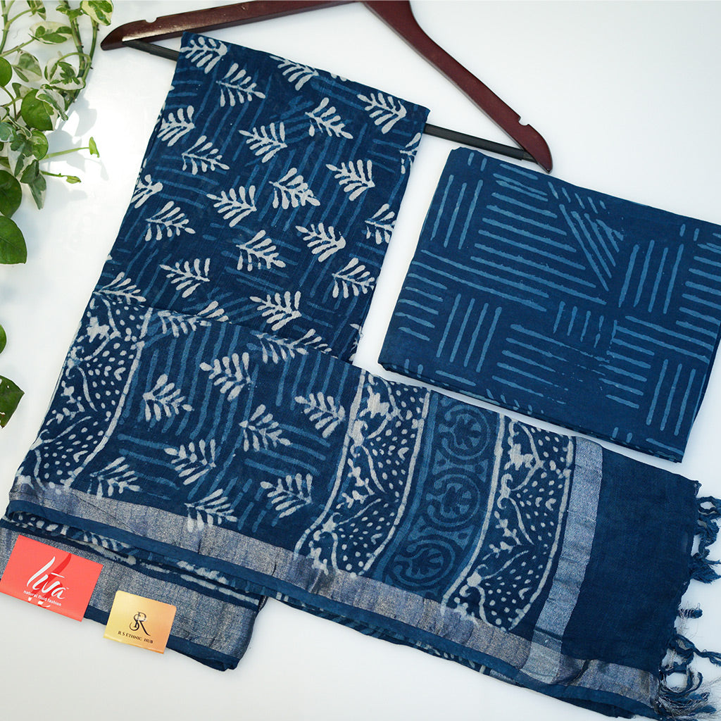 Indigo 3 pc Linen Suit Set