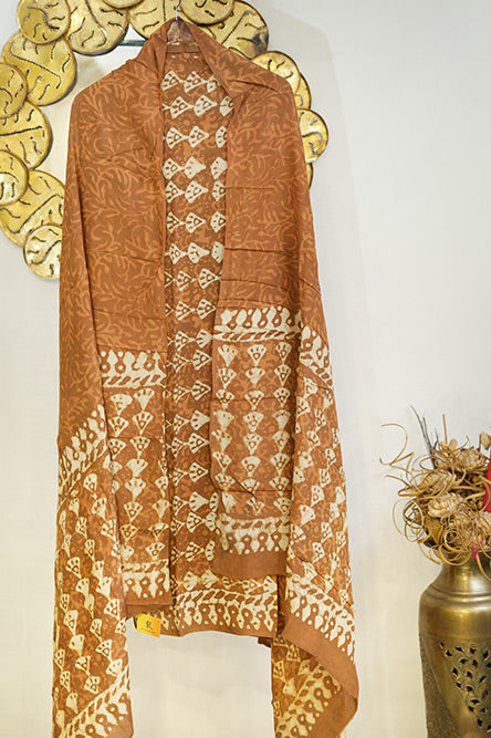 Brown Hand Block Print Cotton Suit